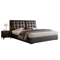 Meubles de chambre à coucher en bois de luxe moderne, lits rembourrés doux, lit double taille Queen avec tiroirs de rangement pour adultes, design élégant