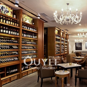 Hiện đại rượu vang hiển thị tủ nhà sản xuất sang trọng bằng gỗ rượu vang tường hiển thị giá kệ rượu vang đỏ hiển thị giá - Product Image 3