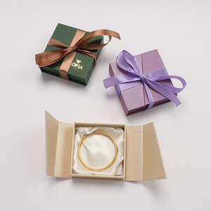 Cajas de Regalo de Joyería de Papel con Logotipo Personalizado Magnético de Lujo al por Mayor, Caja de Embalaje para Pendientes, Collares y Pulseras con Lazo de Cinta - Product Image 4