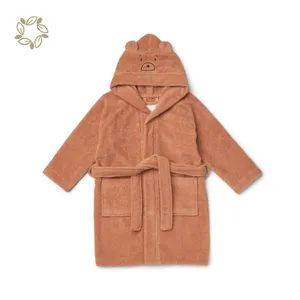 Sustainable bath robe child Organic cotton terry bathrobe kids towelling robe Cover-Up Baby Robe baby hooded bath