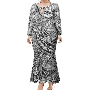 Robe de sirène trompette d'art de l'île du Pacifique personnalisée en gros robe en queue de poisson de bal polynésien vêtements pour femmes robe de grande taille