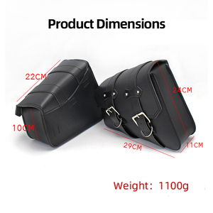 Bolsas Laterales Triangulares de Cuero para Motocicleta, para Harley Bobber Cruiser, Negras, de PU, para Almacenamiento de Herramientas, Alforjas - Product Image 2