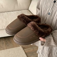 XIXITIAO Pantuflas de Invierno Vintage de Poliéster para Parejas, Impermeables, Antideslizantes, con Forro de Felpa Cálido, para Interiores, Unisex