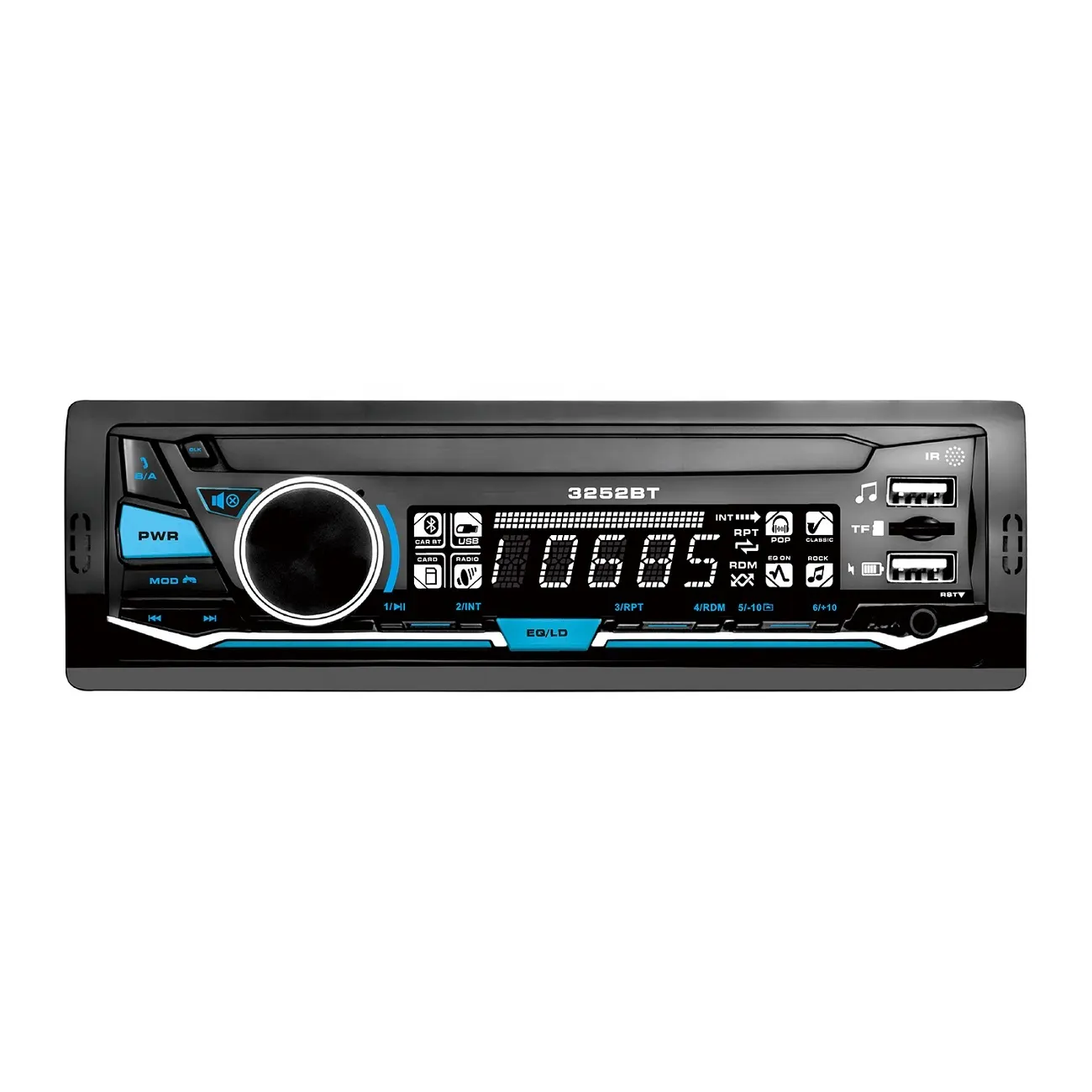 1DIN ad alta potenza staccabile lettore MP3 auto con Display LCD USB SD connessione Bluetooth Radio FM Transfer V5.0 dispositivo universale