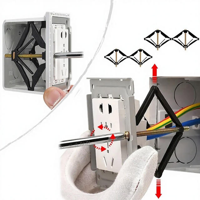 KESHIQI 86 Type Wall Embedded Socket Bottom Box Repair Tool with Plastic Adjustment Screws Wall Switch Support Rod