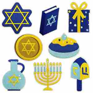 Nouveaux écussons brodés thermocollants à thème Hanouka de dessins animés, badges de fête transfrontaliers - Product Image 1