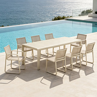 Ensemble de table et de chaises de jardin en aluminium minimaliste moderne pour l'extérieur, avec cadre résistant aux UV et à l'eau, pour les patios, les villas et les espaces ouverts
