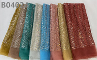 Tissu de dentelle de créateur en or français, paillettes, perles, broderie de dentelle pour robes de soirée