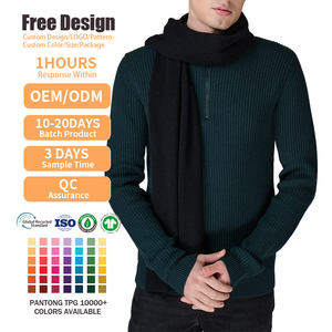 Knitwear Manufacturer Custom Winter Warm Unisex Classic Basic Outdoor Sweater Shawl <b>Wool</b> Long Ribbed Knit Scarf for Men - Product Image 2