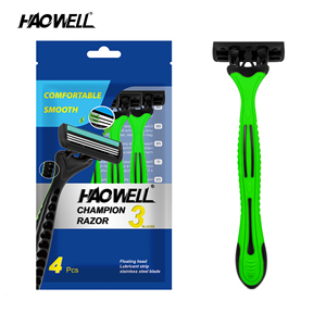 HAOWELL P04302 Afeitadora Desechable de Tres Cuchillas, Maquinilla de Afeitar de Goma de Plástico con Lubricante <span class=keywords><strong>AMAZON</strong></span> <span class=keywords><strong>para</strong></span> <span class=keywords><strong>Hombre</strong></span> y Mujer - Product Image 1