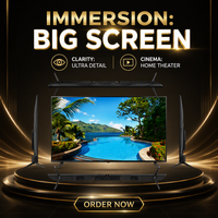 Téléviseur intelligent 4K UHD LED 85 pouces, cadre fin, HDMI, USB, WiFi, Bluetooth pour cinéma maison