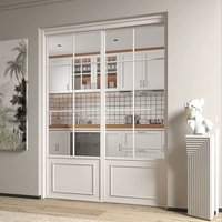 Porte en verre cintré en alliage d'aluminium de style rétro français, porte de toilette, porte en verre artistique