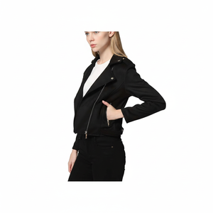 Premium femmes automne mode Faux daim cuir décontracté Moto Biker veste manteaux fourrure de renard fermeture à glissière OEM disponible - Product Image 1