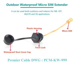 สายต่อขยายช่องใส่ไมโครซิมแบบกันน้ำพร้อมตัวล็อคด้านหน้า ตัวเรือนพลาสติกมาตรฐาน IP68 สำหรับเราเตอร์ฮอตสปอต 4G LTE WiFi และเกตเวย์ LoRa สำหรับใช้งานกลางแจ้ง - Product Image 2