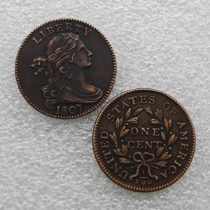 Pièces de monnaie commémoratives de style antique des États-Unis de 1796 à 1807, 1 cent « Buste drapé », cadeaux, décoration de la maison - Product Image 6