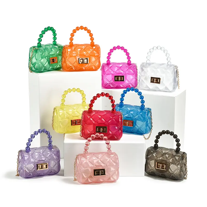 Tas bahu bening wanita, tas tangan dompet warna-warni permen transparan tas tangan desainer warna Solid tas ponsel Bawah