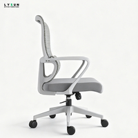 Chaise de bureau ergonomique économique et respirante en maille pour bureau à domicile et atelier, dossier moyen avec accoudoirs fixes et hauteur réglable