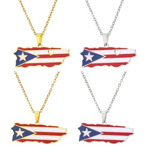 Nuevo y Popular Collar Vintage de Acero Inoxidable con Bandera PR y Efecto de Goteo de Aceite, Joyería de Moda para Mujer y Hombre, Regalo para Fiesta - Product Image 2