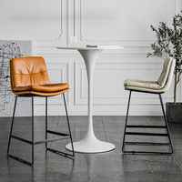Chaise de bar de luxe nordique, moderne et simple, en fer forgé, chaise haute pour la maison, en cuir PU, pour réception, mobilier de bar