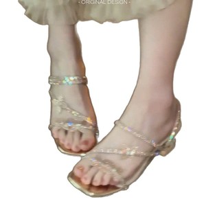 2026 New Summer Rhinestone 2-Way Sandals for Women Fairy Style High Heel <b>Slides</b> for Outdoor Wear Gorgeous and Trendy with Dres - Product Image 5