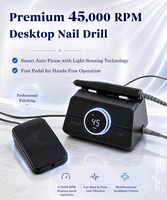 Máquina de manicura eléctrica para uñas, 45000 RPM, con pedal, para salón profesional, alta potencia, bajo nivel de vibración, con logo.