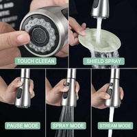 Robinet de cuisine moderne en acier inoxydable 304, monocommande, pivotant à 360 degrés, finition brossée, avec douchette extractible et cartouche céramique