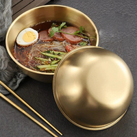 Bol à salade en acier inoxydable 201 doré, style coréen, simple paroi, bord roulé extérieur, polyvalent, pour mélange, idéal pour les fêtes, vente en gros
