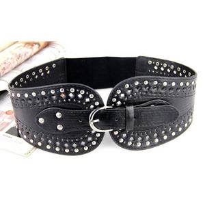 Ceinture élastique en cuir PU pour femmes, Vintage, rétro, taille large - Product Image 1