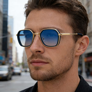 Nouvelles lunettes de soleil à monture carrée pour hommes, monture en métal noir, lentille en PC, Protection Uv400, pare-soleil de classe 2, WF 5G69 - Product Image 4