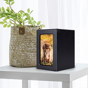 Fotoğraf çerçevesi ile Pet cenaze tedarikçisi evcil hayvan vazosu köpek Urns siyah kahverengi ahşap kutu Pet çekmeceler & Urns - Product Image 3