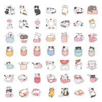 Lot de 50 stickers muraux imperméables à l'eau avec chat mignon, autocollants gonflés avec logo personnalisé pour étiquettes d'impression d'emballages d'enfants