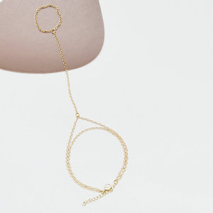 Pulsera <span class=keywords><strong>de</strong></span> <span class=keywords><strong>acero</strong></span> <span class=keywords><strong>inoxidable</strong></span> <span class=keywords><strong>para</strong></span> mujer y niña, arnés esclavo <span class=keywords><strong>de</strong></span> doble capa, oro <span class=keywords><strong>de</strong></span> 18k, con anillo, 2022 - Product Image 4