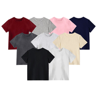 T-shirt côtelé doux et respirant pour femme, col ras du cou, 220g, coupe ajustée, impression de logo personnalisée par transfert thermique, trois aiguilles