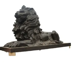 Scultura in bronzo di leone a grandezza naturale con grande giardino su misura per esterni animali di vendita calda