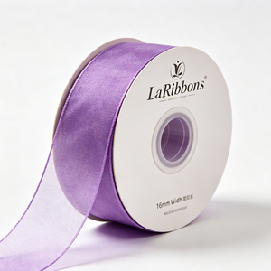 Cinta de Raso GRACE RIBBON Multitamaño Pre-Atada, Color Azul Claro, con Estampado Geométrico en Lámina Dorada, Poliéster/Algodón, Certificación OEKO-TEX - Product Image 1