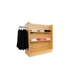 Wooden Flooring Retail Clothing Display Stand Retail Clothing Shop Display Case