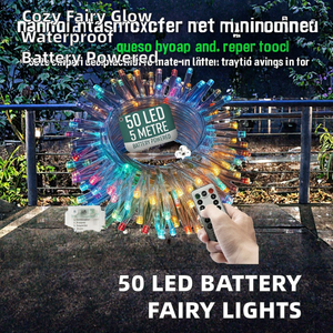 Guirlande lumineuse de Noël à piles, 50 LED, IP65, étanche, intérieur/extérieur, blanc chaud, 5 m - Product Image 2