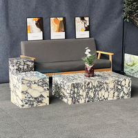Meubles en pierre de luxe socle en marbre bas salon luxe naturel personnalisé Calacatta Viola Table basse d'appoint ensemble de 3 pièces