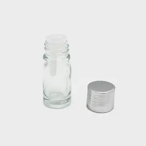 5毫升透明电镀精油玻璃瓶，带银色铝盖