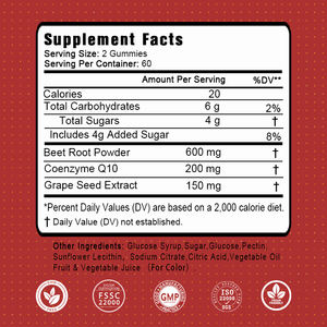 ISO özelleştirilmiş OEM diyet takviyesi pancar kök Gummies ile üzüm çekirdeği ekstresi ve koenzim Q10 - Product Image 4