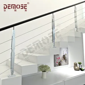 luxury staircase / balcony railing stainless glass garden glass handrail exterior custom railing balustrades indoor black