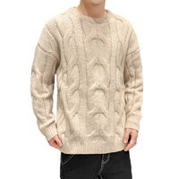 Personnalisé le nouveau tricot hommes pull vêtements d'hiver lâche loisirs col rond pull manches chauve-souris conception couleur unie pull hommes