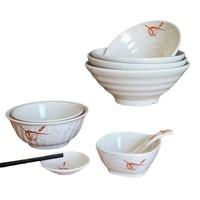 Bol à nouilles en mélamine motif fleur d'herbe d'automne, bol à soupe, ensemble coloré, cuillère à soupe, assiette à saveurs