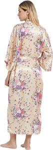 <span class=keywords><strong>Vestaglia</strong></span> <span class=keywords><strong>Lunga</strong></span> in Raso Floreale Leggera e Morbida per Donna, Abbigliamento da Notte - Product Image 4