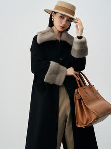 Ventes en gros à bas prix, <span class=keywords><strong>manteau</strong></span> en <span class=keywords><strong>laine</strong></span> mérinos et fourrure de vison pour femmes, début d'automne 2025, <span class=keywords><strong>manteau</strong></span> en <span class=keywords><strong>laine</strong></span> <span class=keywords><strong>beige</strong></span> d'hiver - Product Image 2