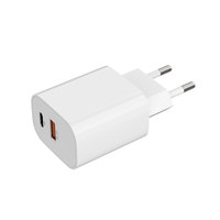 Chargeur mural portable PD à double port 18W certifié CE avec protection OTP/OVP pour téléphone 11/12/13/14