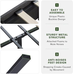 Khung giường đầy đủ với lưu trữ 3 ngăn kéo lớn trên bánh xe vải bọc nền tảng giường không có hộp mùa xuân cần thiết thanh hỗ trợ - Product Image 2