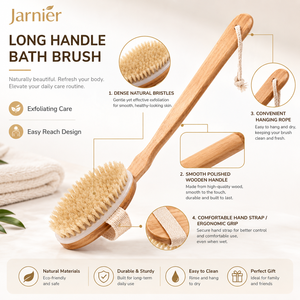 En stock Brosse de massage corporelle en bambou de haute qualité Brosse de nettoyage en profondeur exfoliante pour la douche Brosse de bain en poils de sanglier pour peau sèche - Product Image 3