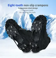 Crampons antidérapants portables pour chaussures de randonnée et d'alpinisme en PVC TPE avec semelle intermédiaire, 8 pointes, pour glace et neige, avec sac de transport en PE