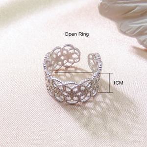 Women's Elegant Open <b>Ring</b> Exquisite Platinum Plated <b>925</b> Sterling <b>Silver</b> Hollow Flower Channel Set Zircon New Fashion Fine <b>Rings</b> - Product Image 2